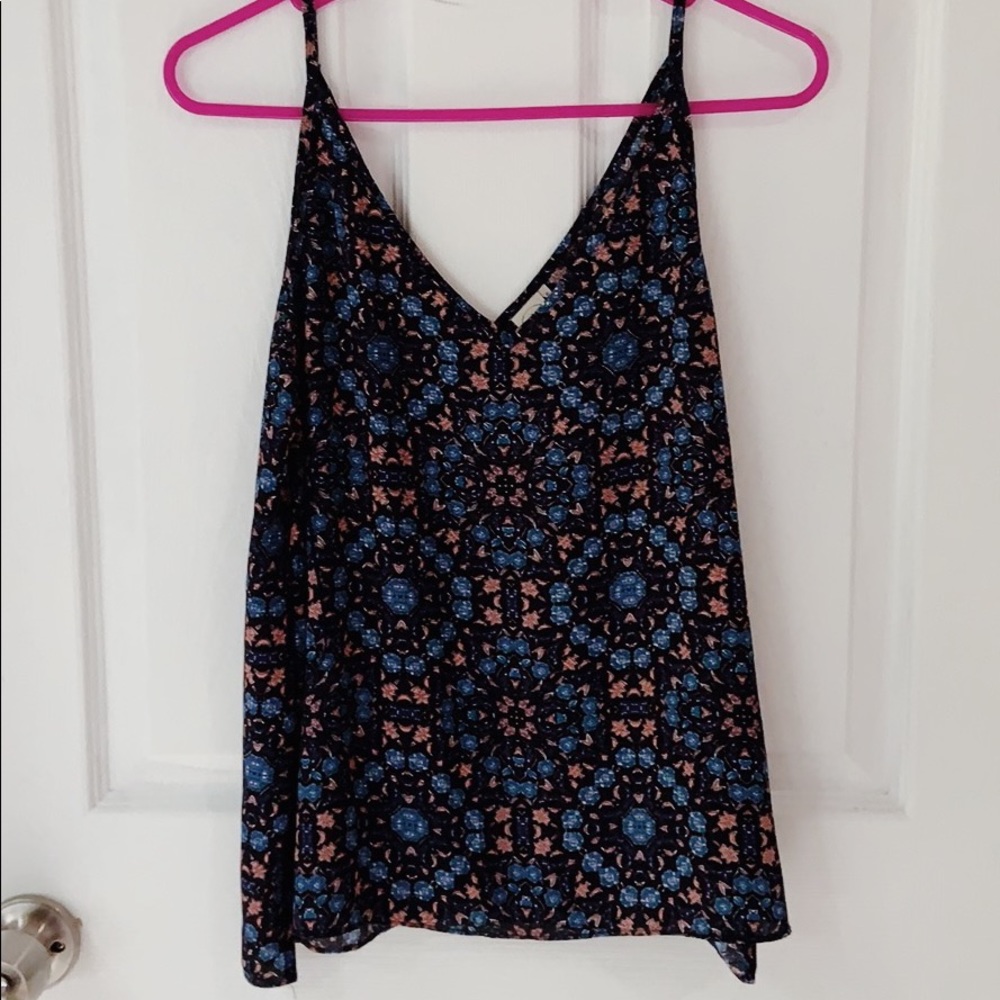 Paper Crane Blue Floral Pattern Blouse Small